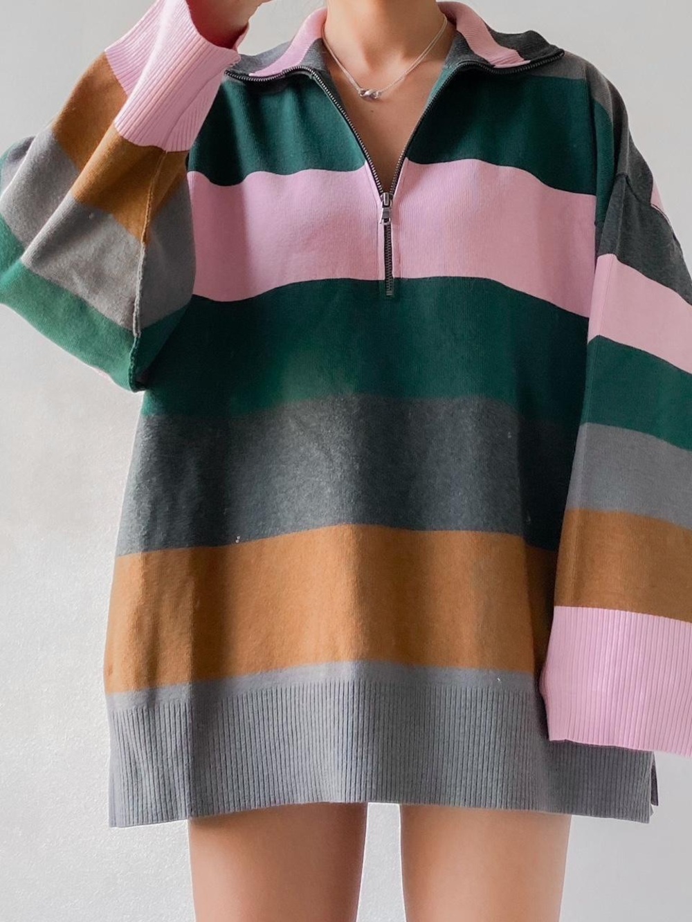 Free People Coastal Stripe Pullover in Pine Grove Combo size M